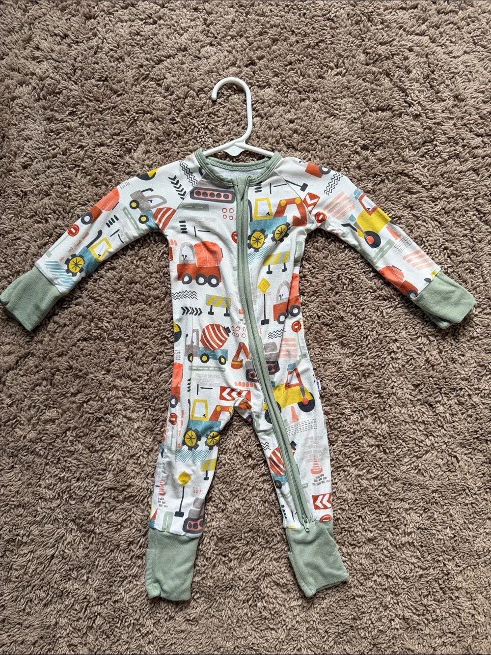 Little Sleepies Construction Footed Zipper (0-3 months) Great condition